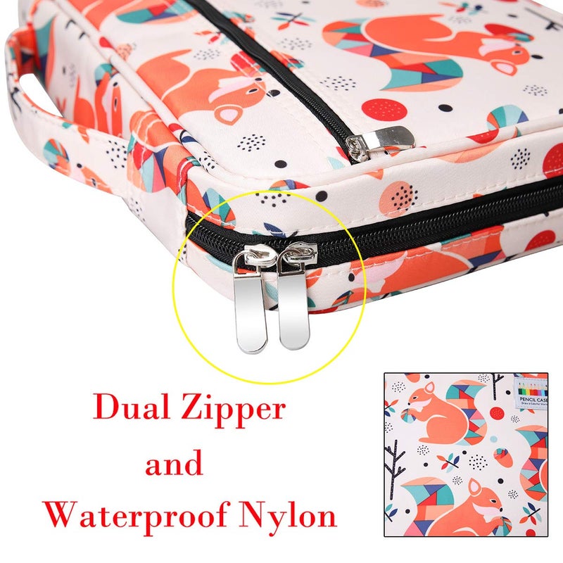 BOMKEE Coloring Pencil Case 220 Slots Pencils/Gel Pens Organizer Waterproof Travel Case Zipper Carrying Portable Pencil Markers Pen Holder Bag for Painter Writers (Squirrel) - Image 5